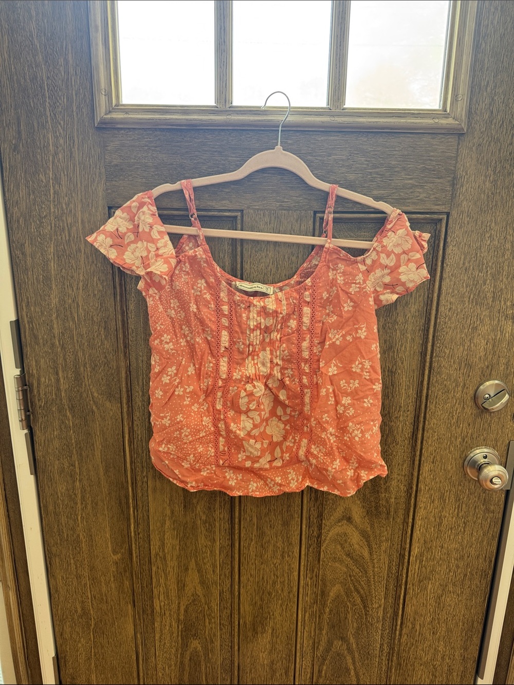 Abercrombie & Fitch Coral Floral Cold-Shoulder Camisole